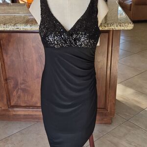 Jessica Howard Sequin wrap top Side Runch Bodycon Dress